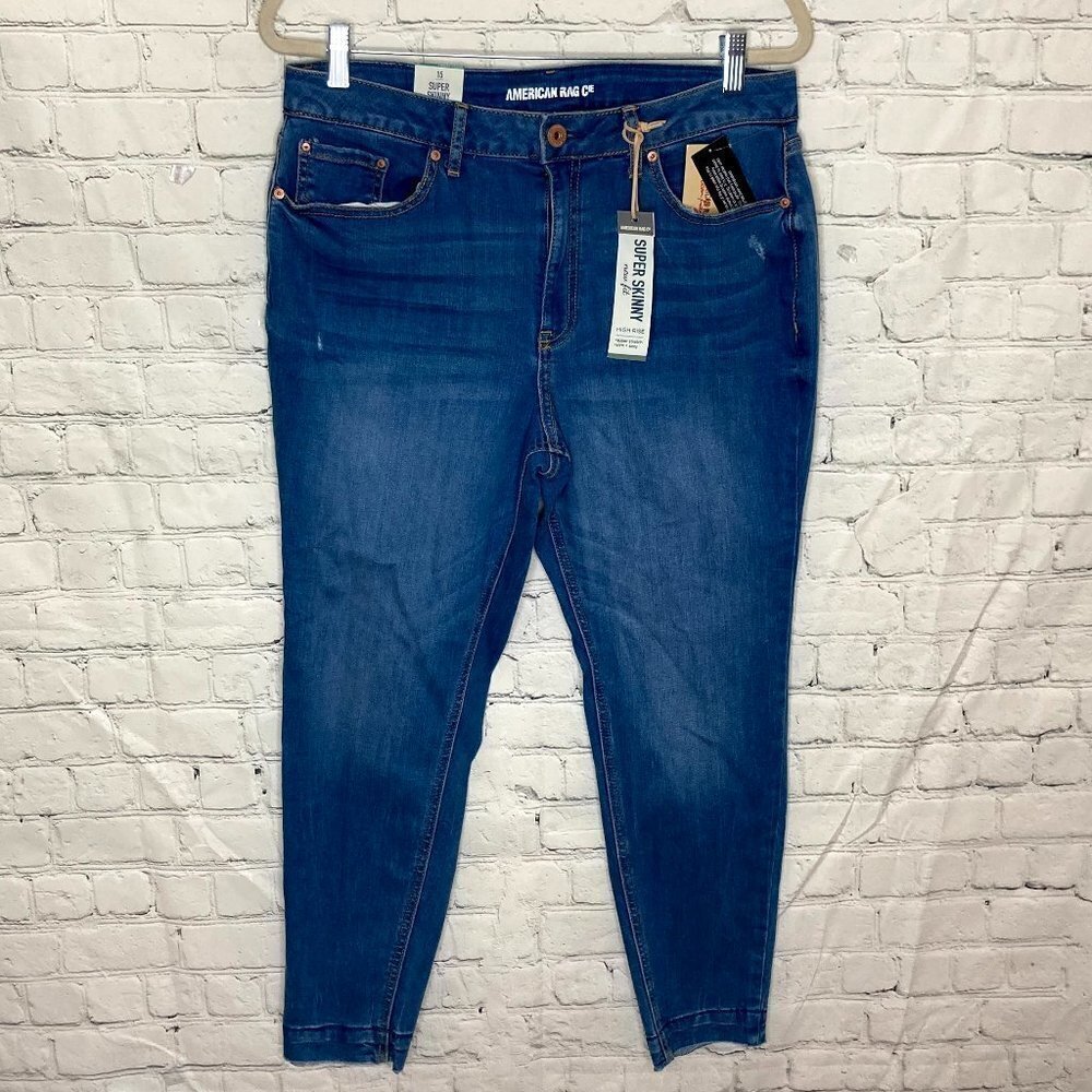 American Rag  super skinny hi rise raw hem jeans